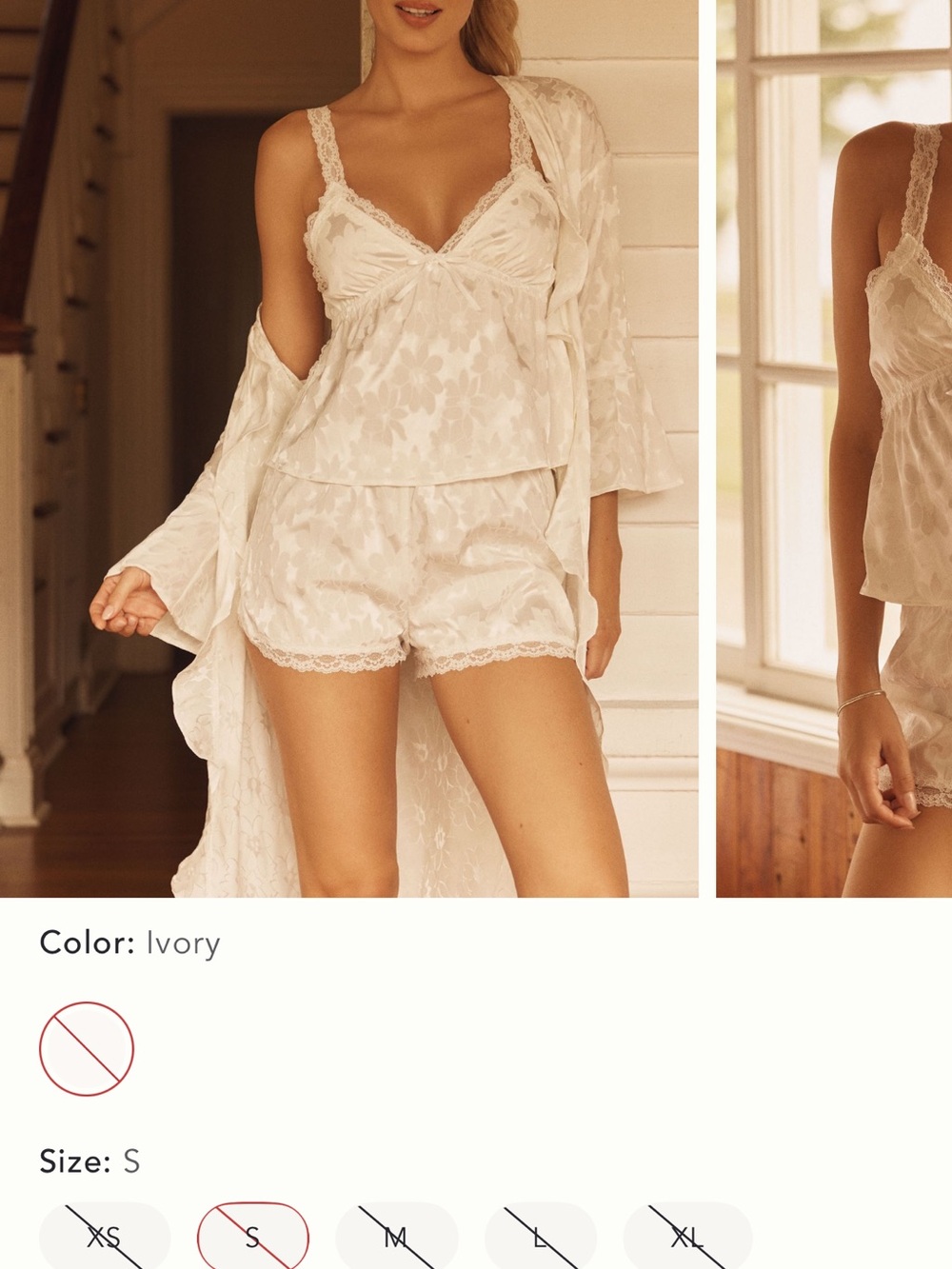 Waverles Ivory Floral Pajama Set - Small